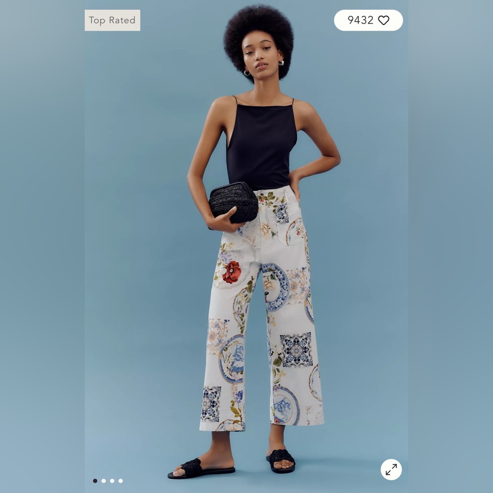 Anthropologie Colette Cropped Wide Leg Pant